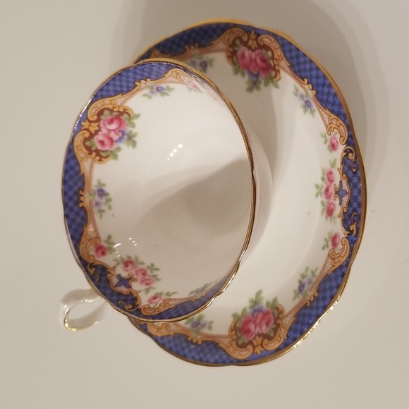 Vintage Aynsley Teacup & Saucer Set Bone China A4191 / White, blue, floral - Picture 7 of 17
